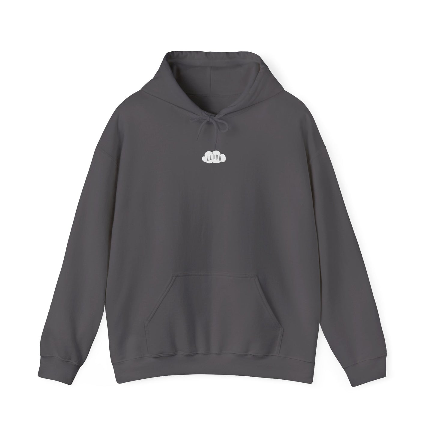 Grey hoodie with smooth Rich Cloud logo design for easy neutral layering.