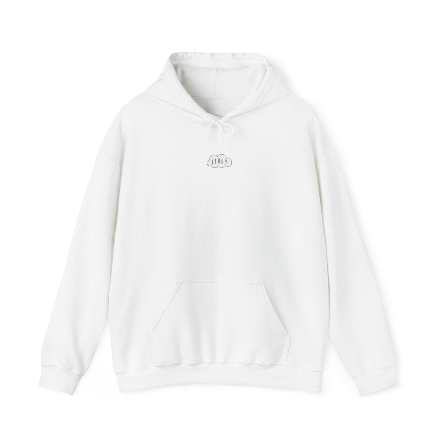 White hoodie with Rich Cloud cloud logo for a soft but standout branded style.